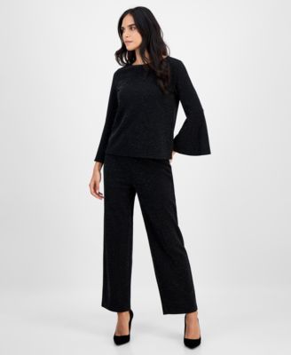 Petite Boat-Neck Long-Bell-Sleeve Top