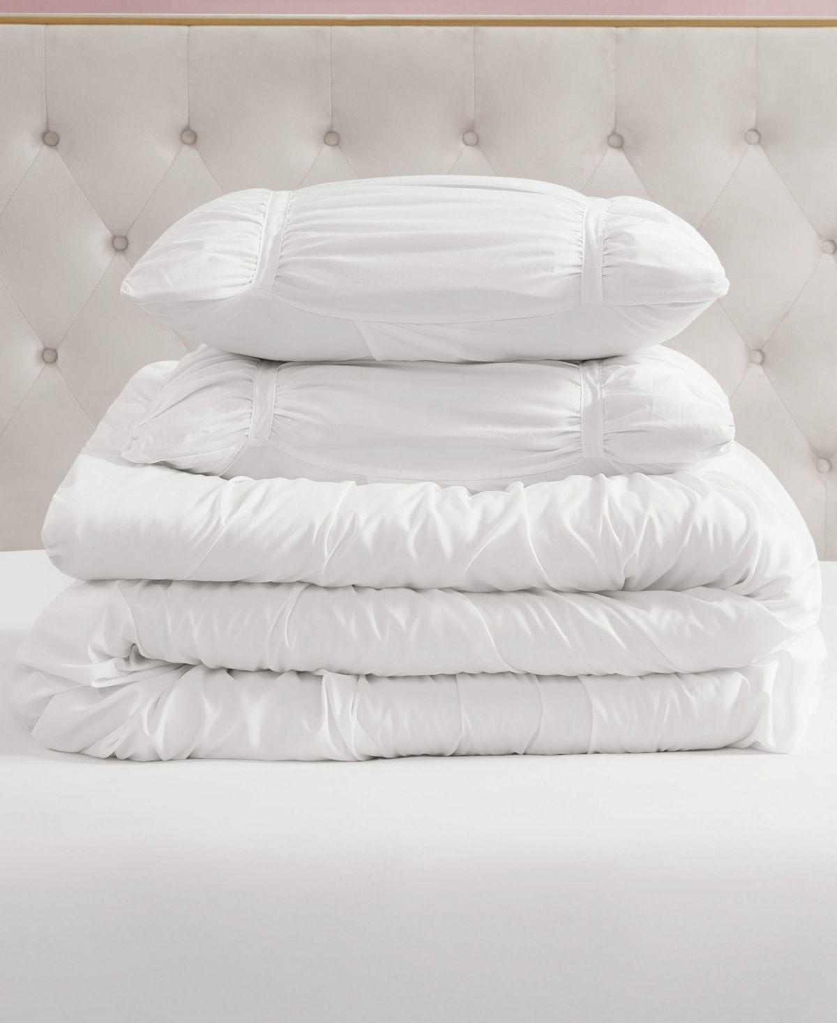 Juicy Couture Ribbon Ruched 3-pc. Comforter Set, King In White