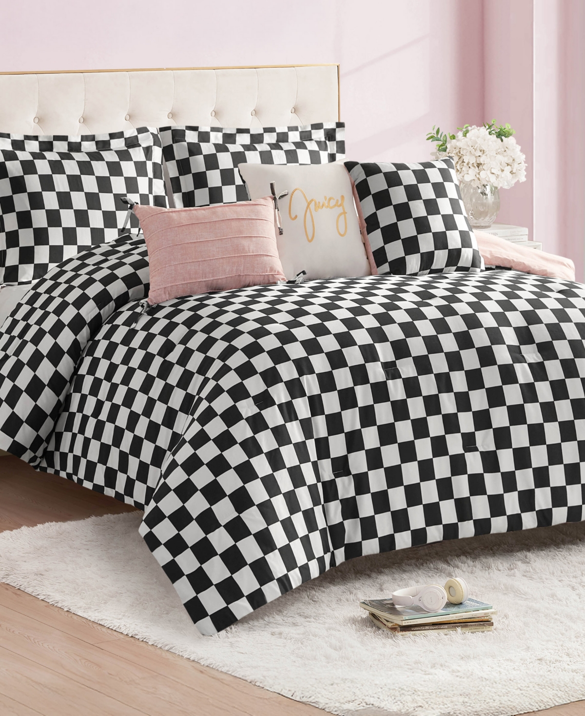 Juicy Couture Checkerboard Reversible 6-pc. Comforter Set, King In Multi