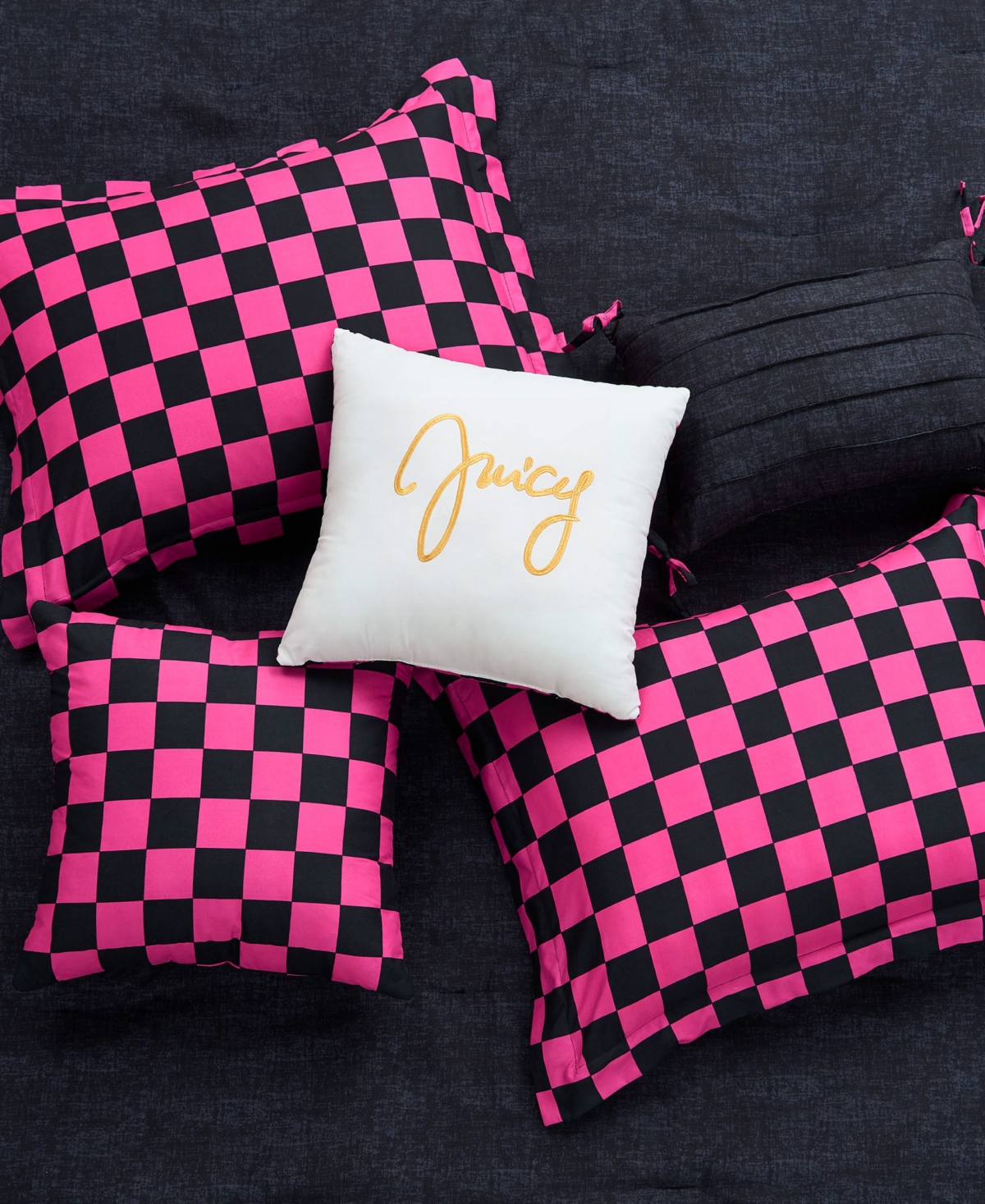 Juicy Couture Checkerboard Reversible 5-pc. Comforter Set, Twin/twin Xl In Pink