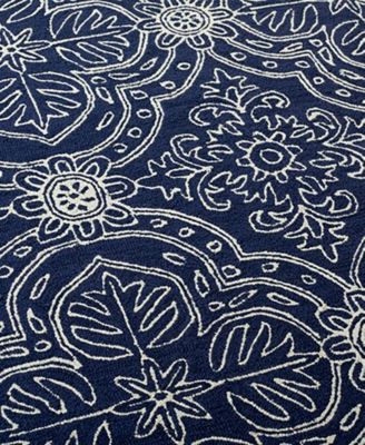 Etienne LRL6603N Navy and Ivory 5' X 5' Round Area Rug