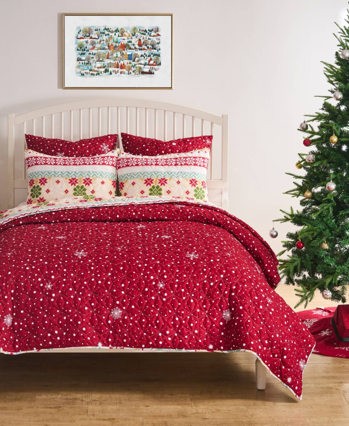 Greenland Home Fashions Fair Isle Snow 3-pc. Quilt Set, Full/queen In White