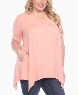 Plus Size Short Sleeve Shirred Front Knit Top
