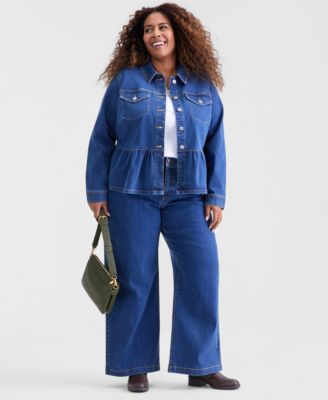 Plus Size Denim Peplum Jacket, Macy's Exclusive
