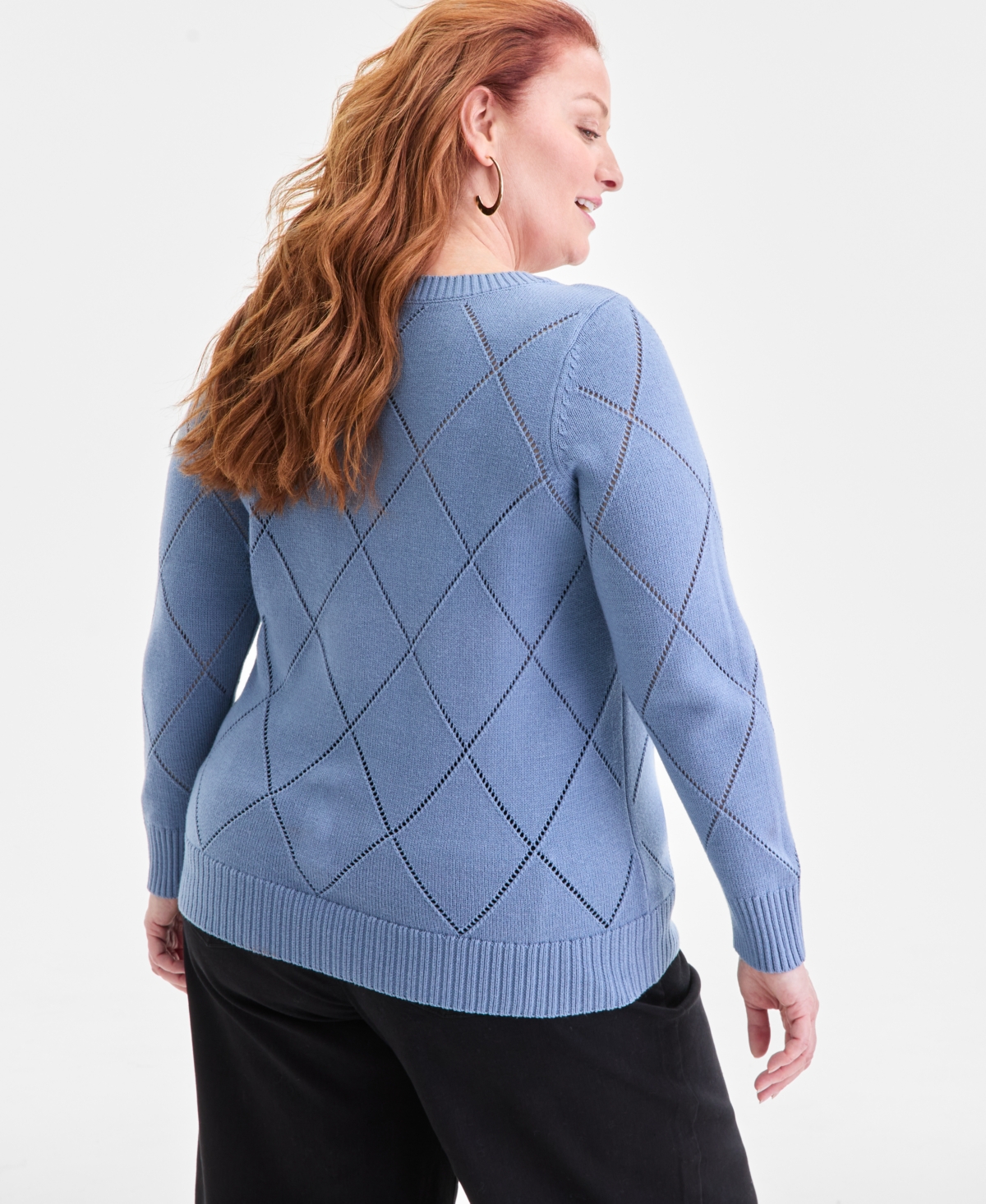 Style & Co Plus Pointelle Boat-Neck Sweater, Macy's Exclusive