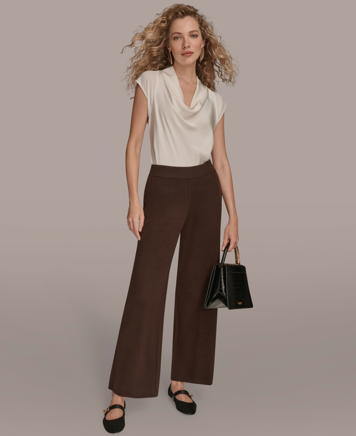 Donna Karan New York Pull On Sweater Pants In Brown
