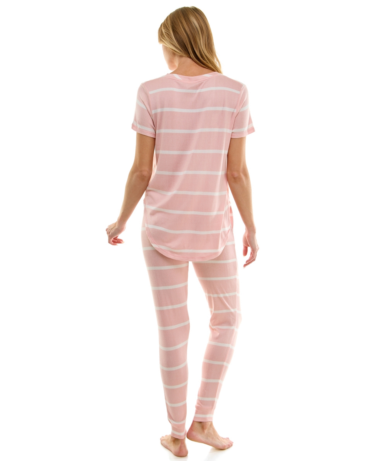 Roudelain V-neck T-shirt & Jogger Pants Pajama Set In Pink