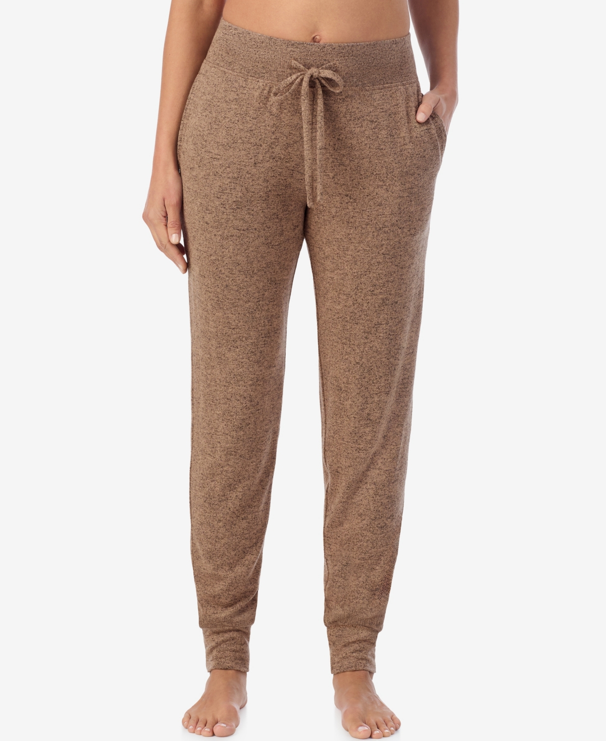 Cuddl Duds Petite Softknit Drawcord Joggers In Brown