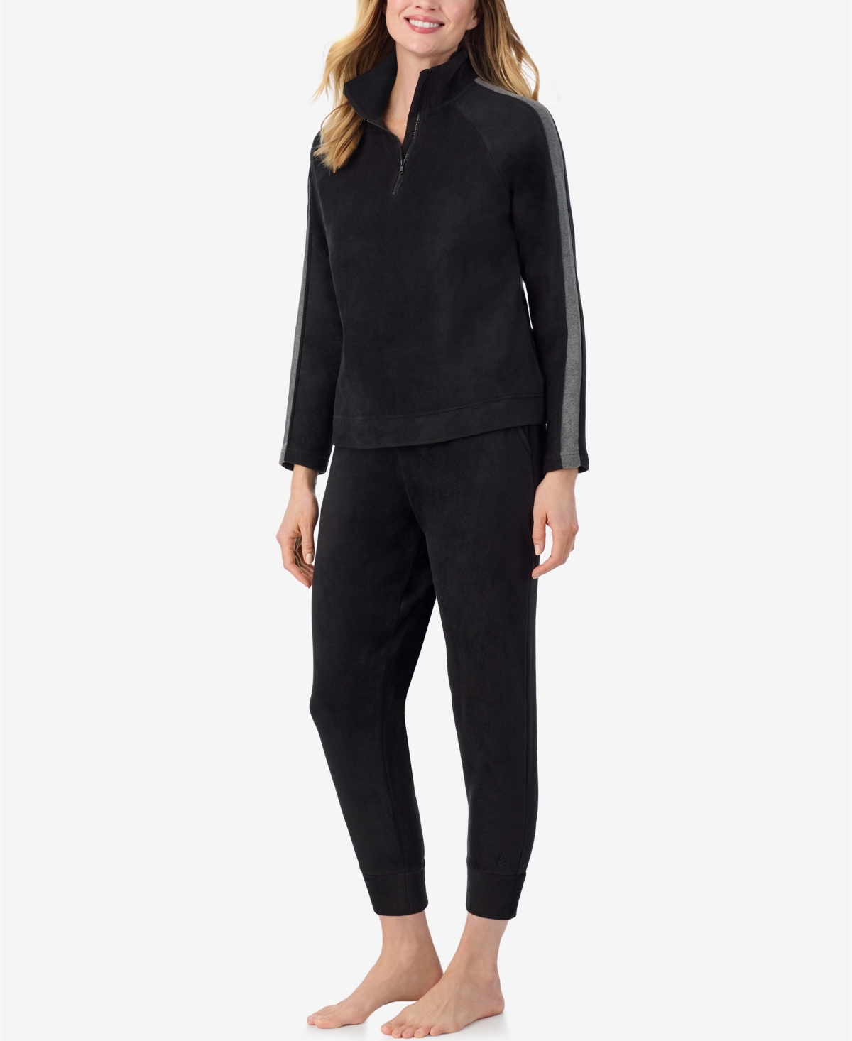 Cuddl Duds X Jennifer Lake Fleecewear With Stretch Half-zip Pullover In Black