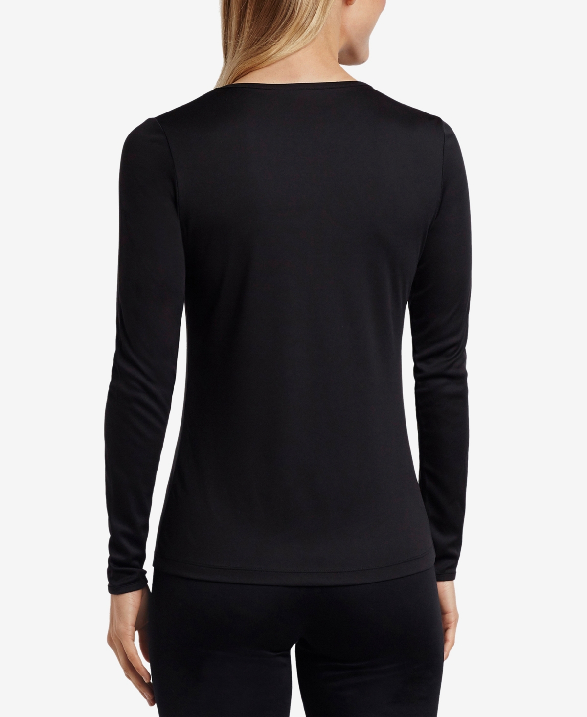 Cuddl Duds Petite Climatesmart Crewneck Top In Black