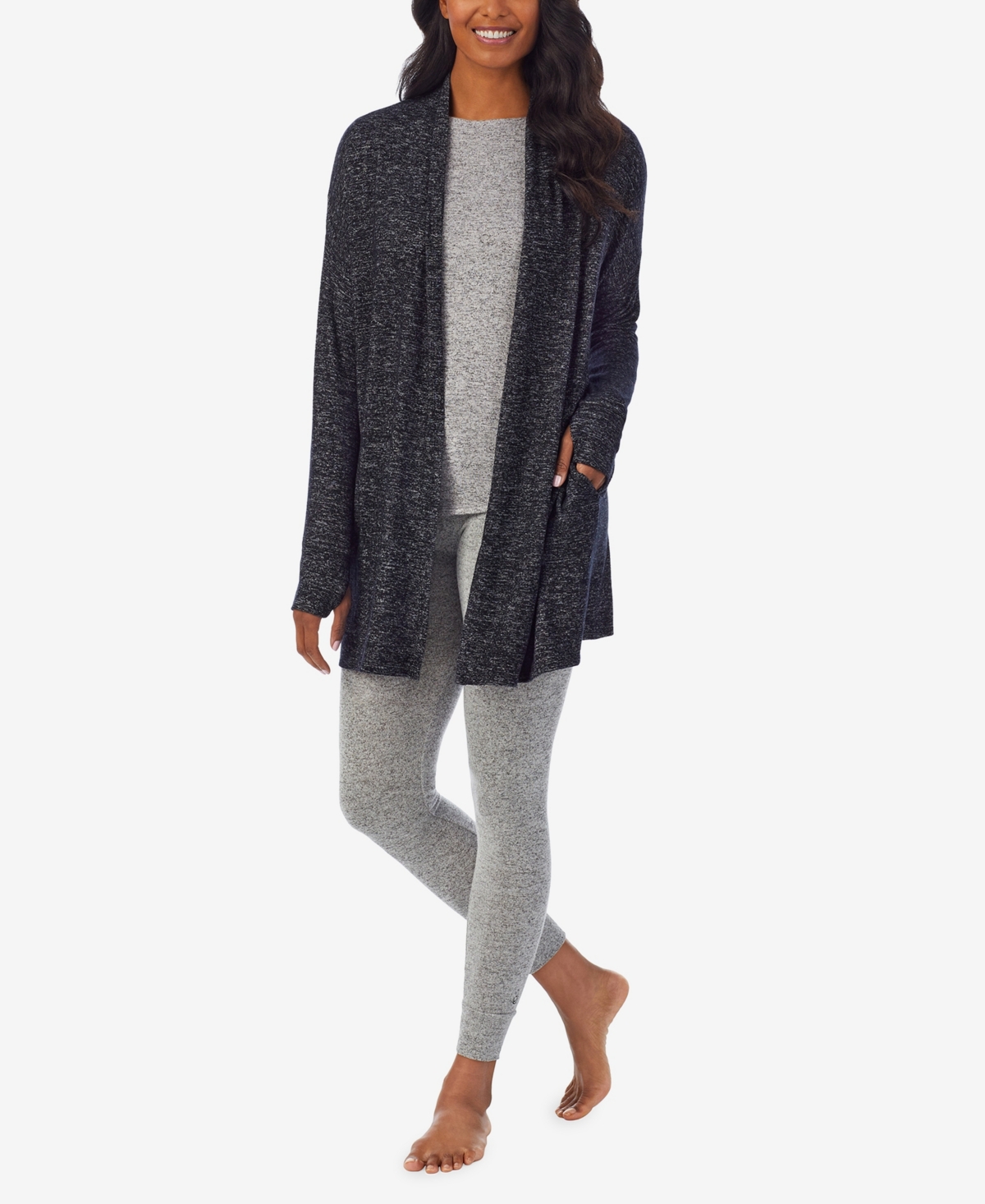 Cuddl Duds Women's Softknit Wrap Top In Gray