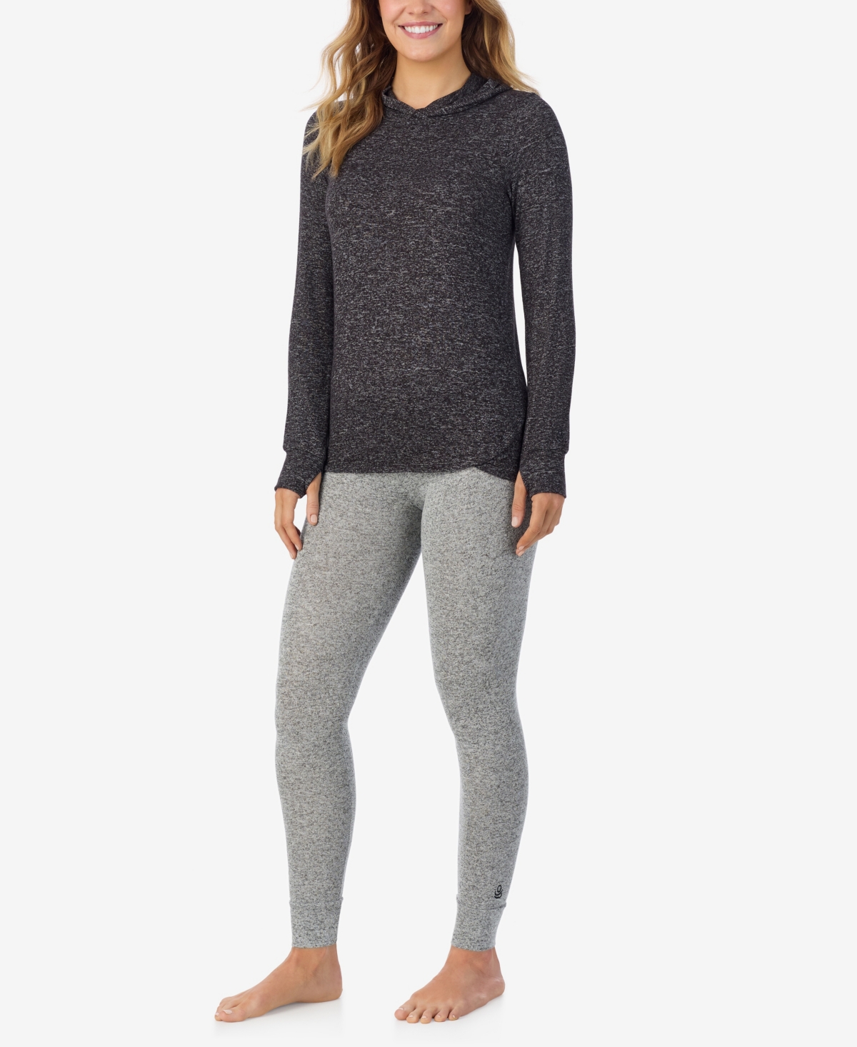 Cuddl Duds Petite Softknit Long-sleeve Tunic Hoodie In Gray