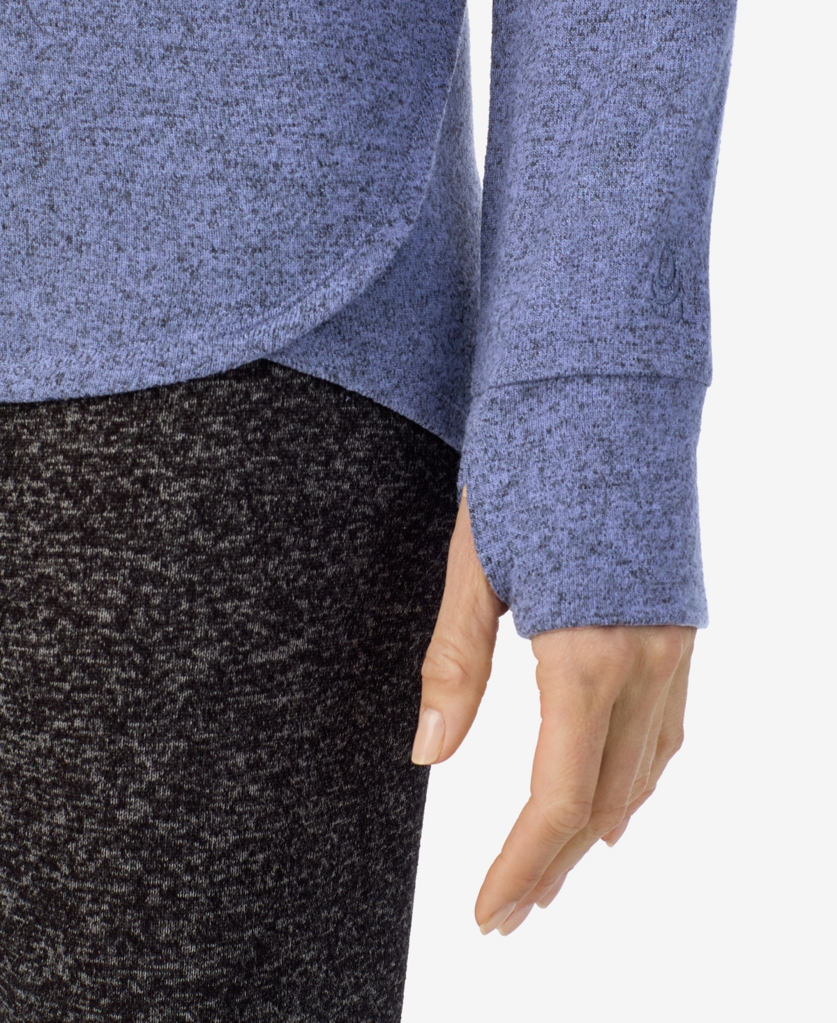 Cuddl Duds Petite Soft Knit Crewneck Top In Blue