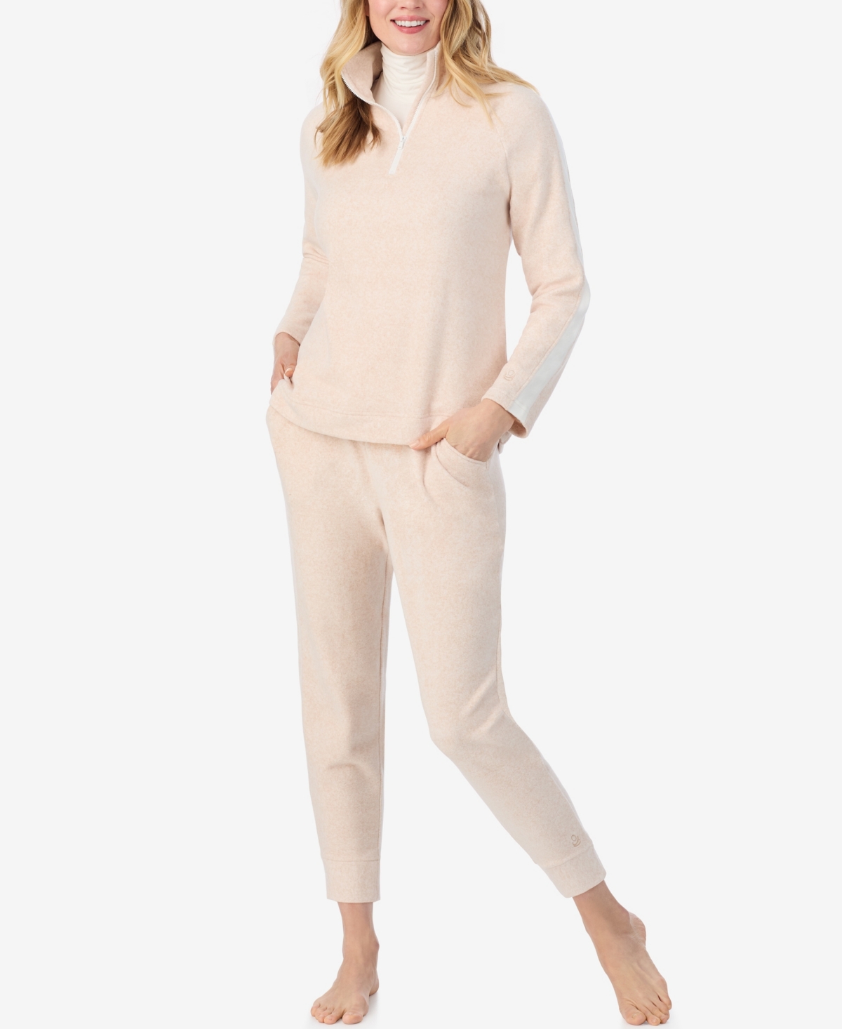 Cuddl Duds X Jennifer Lake Fleecewear With Stretch Cropped Jogger In Brown