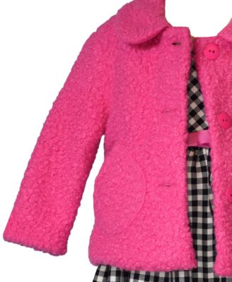 Baby Girls' Collared Car Coat and Woven Plaid Dress, 2-Piece Set