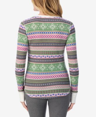 Women's Cozy Stretch Waffle Thermal Long Sleeve Scoop Neck Top