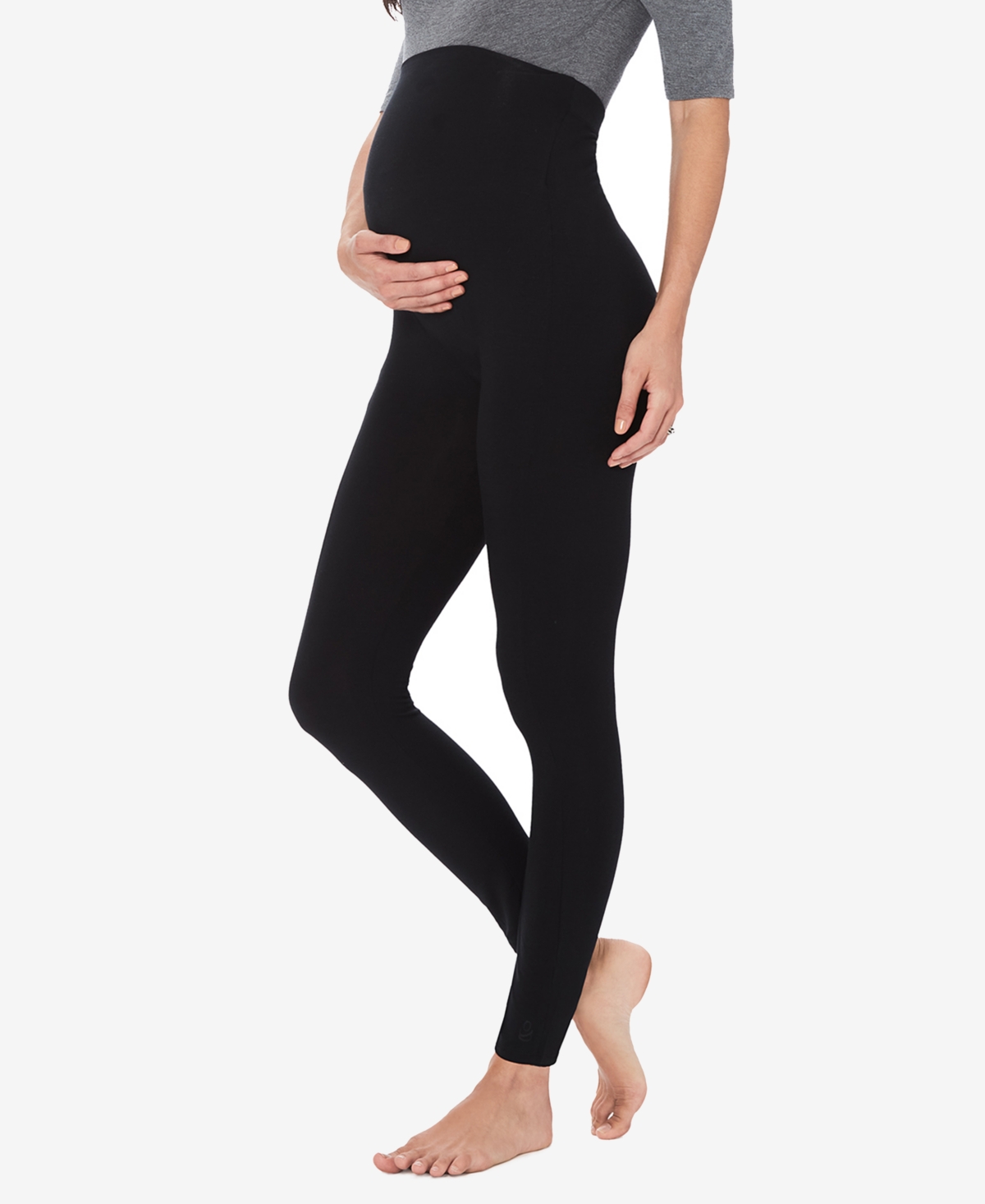 Cuddl Duds Petite Stretch Maternity Leggings In Black