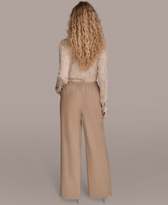 Women's Pleated Wide Leg Pull On Pants