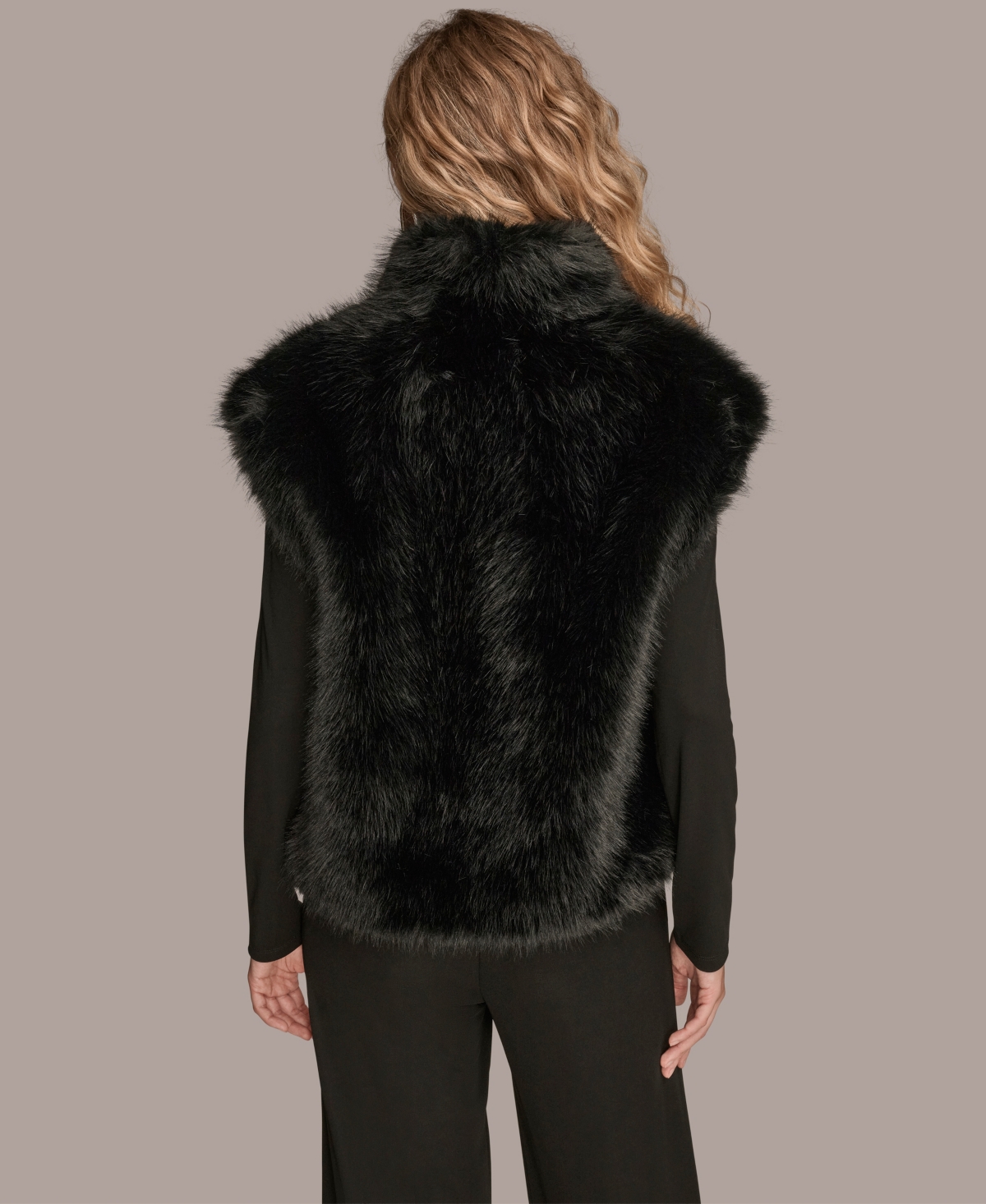 Donna Karan New York Faux Fur Vest In Black