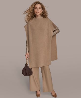 Women's Mock Neck Oversized Poncho Tunic Coat