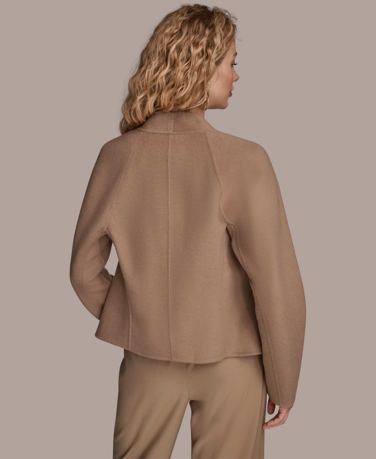 Donna Karan New York Asymmetric Wool Blend Jacket In Brown