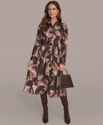 Women's Belted Printed Shirtdress