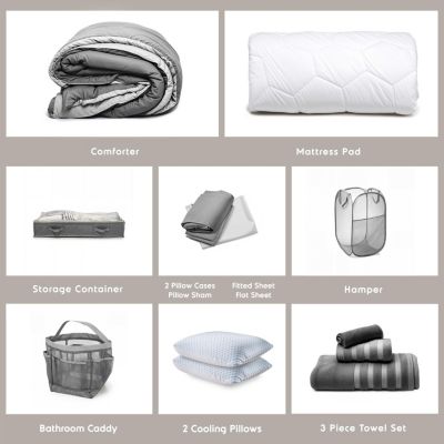 Back to College Dorm Room Essentials 15-Pc. Bed & Bath Set, Twin XL