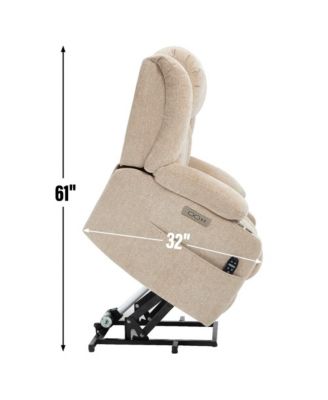 Power Lift Recliner with Heat & Massage, Electric Chenille Chair with USB Port, Cup Holders & Heavy-Duty 350 LBS Support-Maison Boucle