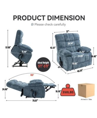 Oversized Chenille Power Lift Chair with Massage & Heat, Dual Motor Electric Recliner, Infinite Position