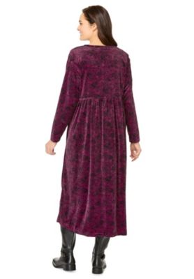 Plus Size 21-Button Velour Dress