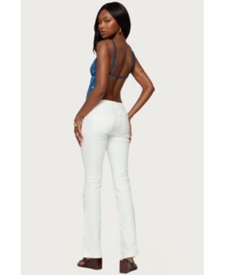 Womens Soleil Embroidered Open Back Top