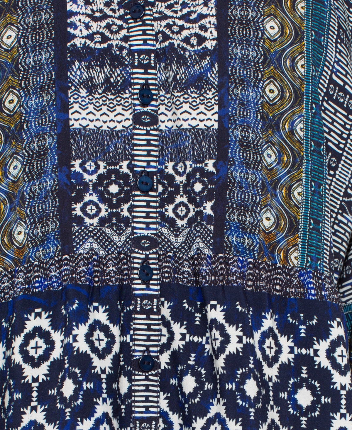 Liverpool Los Angeles Petite Button Front Woven Top In Blue