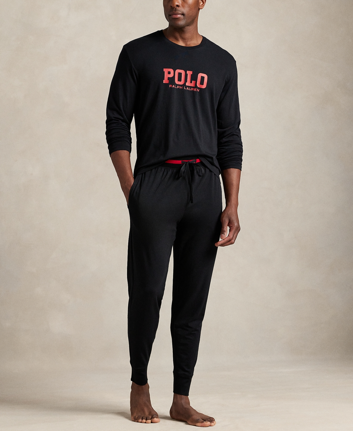 Polo Ralph Lauren Men's Embroidered Pajama Joggers In Black