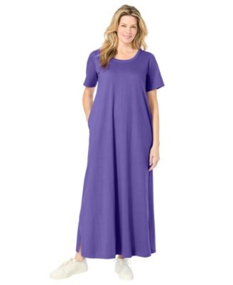 Plus Size Perfect Short-Sleeve Scoopneck Maxi Tee Dress