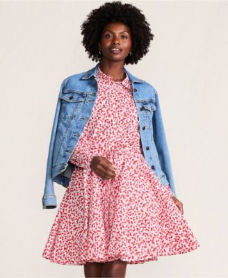 Women's Poplin Button Front Dress with Godets