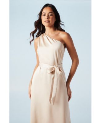 Women's One Shoulder Satin Maxi Bridesmaid Dress