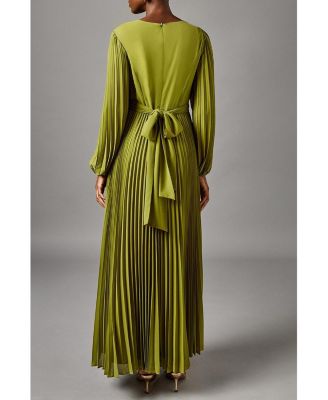 Women's Pleated Wrap Front Dress