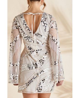 Women's Flare Sleeve Sequin Mini Dress