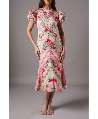 Women's Lisa Printed Ruffle Hem Midi Dress