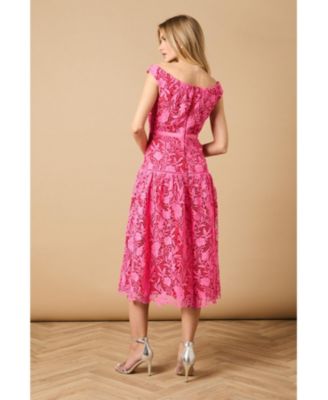 Women's Floral Lace Off The Shoulder Midi Dress