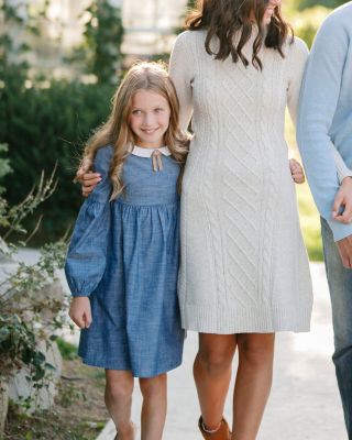 Baby Girls Organic Empire Waist Peter Pan Collar Chambray Dress