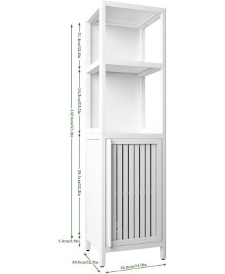 White Bamboo Storage Cabinet - Large Capacity Multifunctional Furniture for Bathroom and Living Room