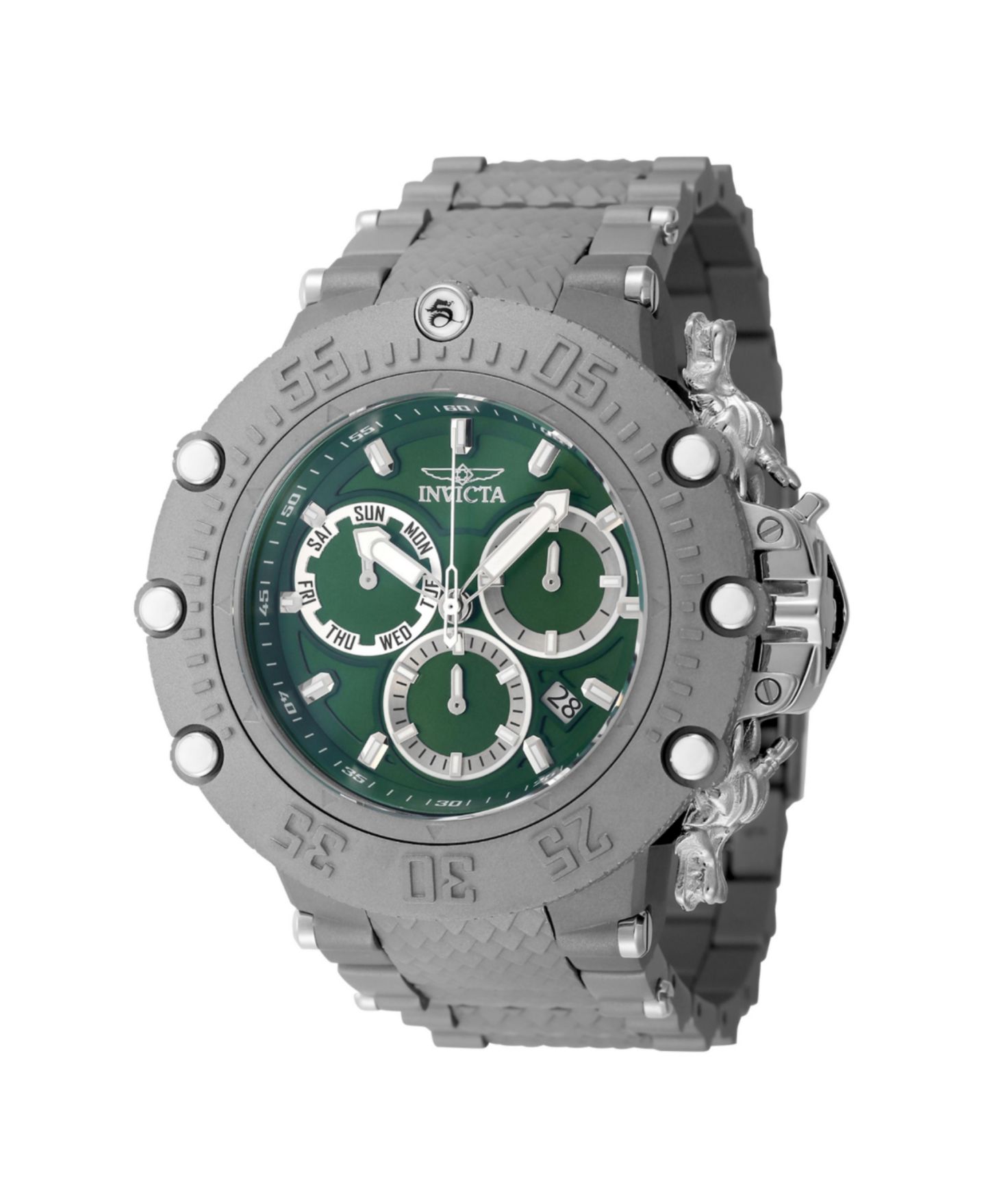 Мужские часы Invicta 48192 Subaqua Quartz 3 Hand Green, Titanium Dial, цвет: Серебряный — фото 1