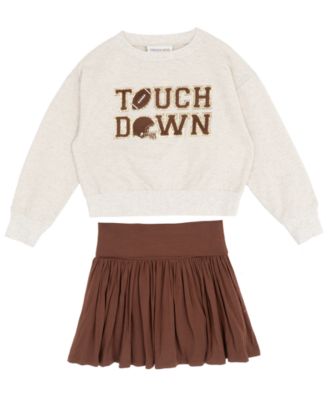 Big Girls' Touch Down Sweatshirt with Fold Over Skort, 2 pc