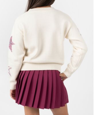 Big Girls 2-Piece Star Sweater and Pleated Skort Set