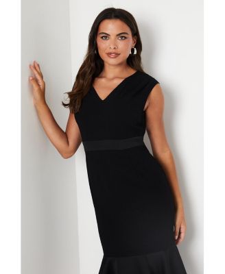 Women's Satin Back Crepe Dress With Peplum