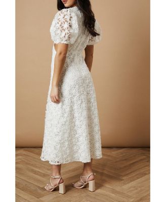 Textured Cutout Detail Midi Dress