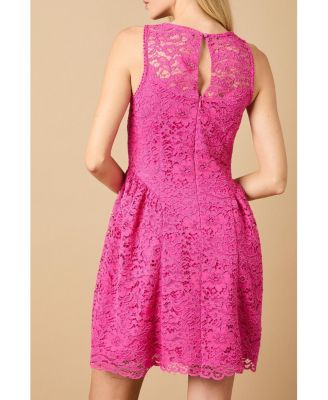 High Neck Lace Detailed Mini Dress