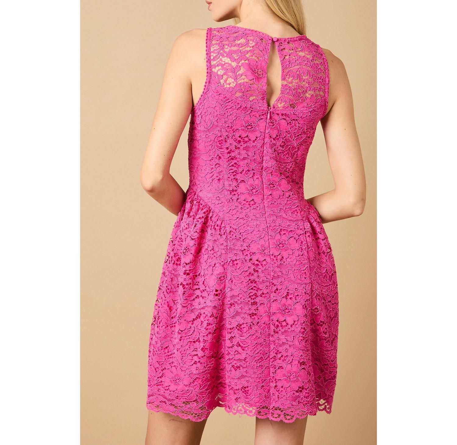 Women's High Neck Lace Detailed Mini Dress