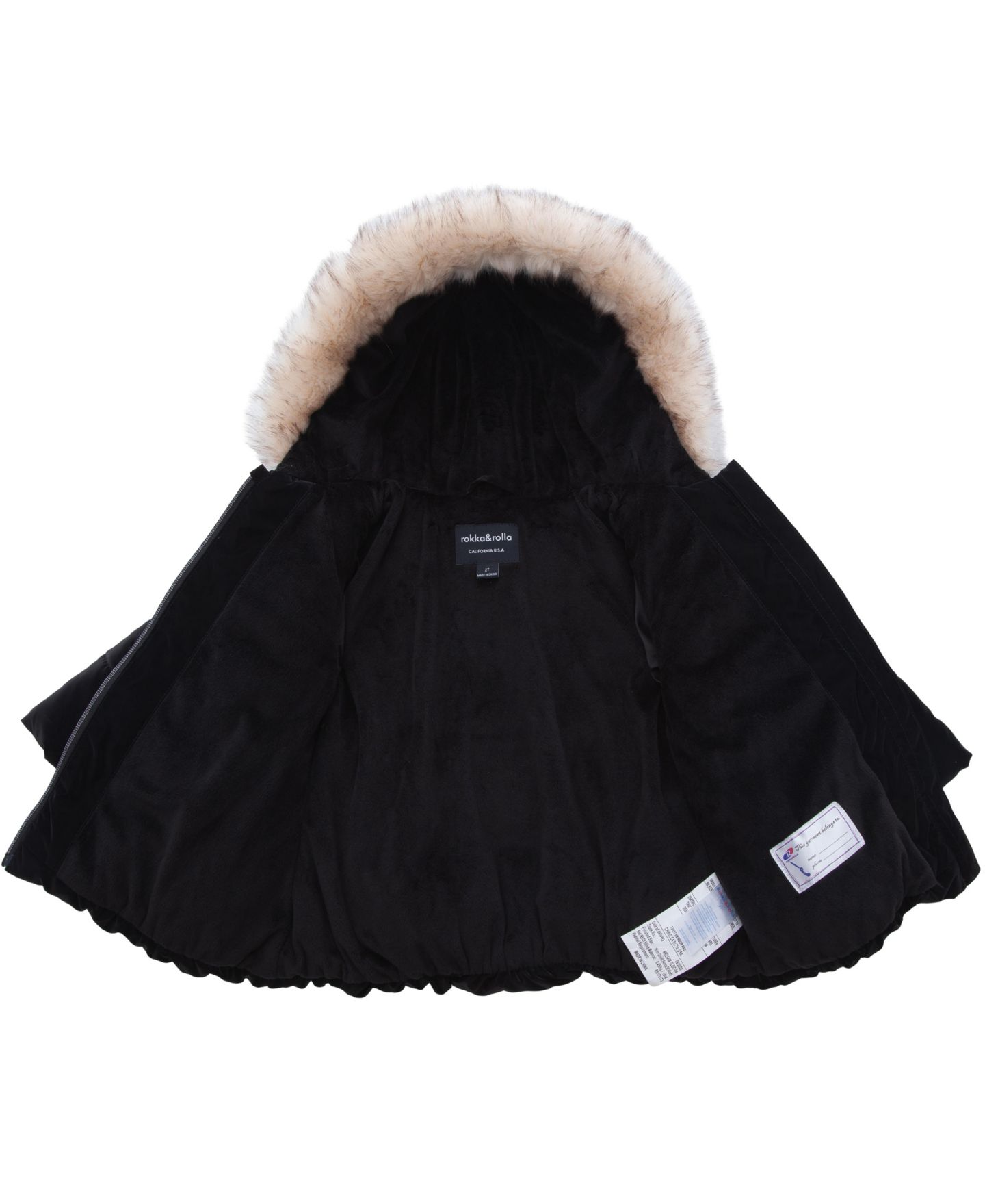 Куртка Rokka&Rolla Luxe Bow Puffer Coat для девочек-малышей, цвет: Жемчужный чёрный — фото 4